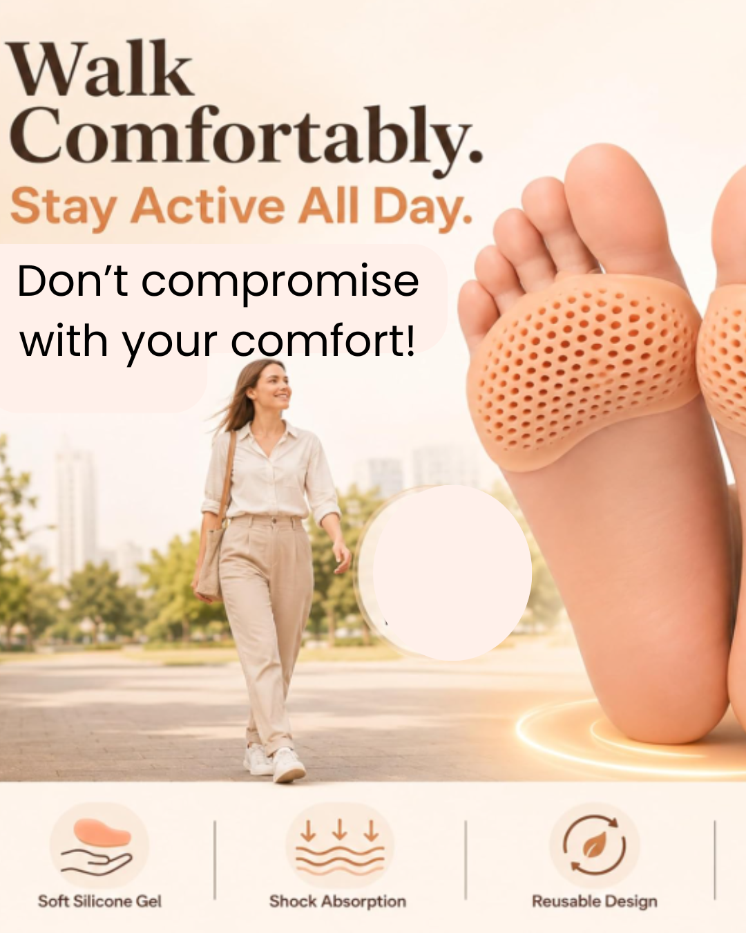 Silicone Tiptoe Pads for Men & Women | Soft Forefoot Cushion Pads for High Heels, Sneakers & Daily Wear | Reusable Anti-Slip Foot Support