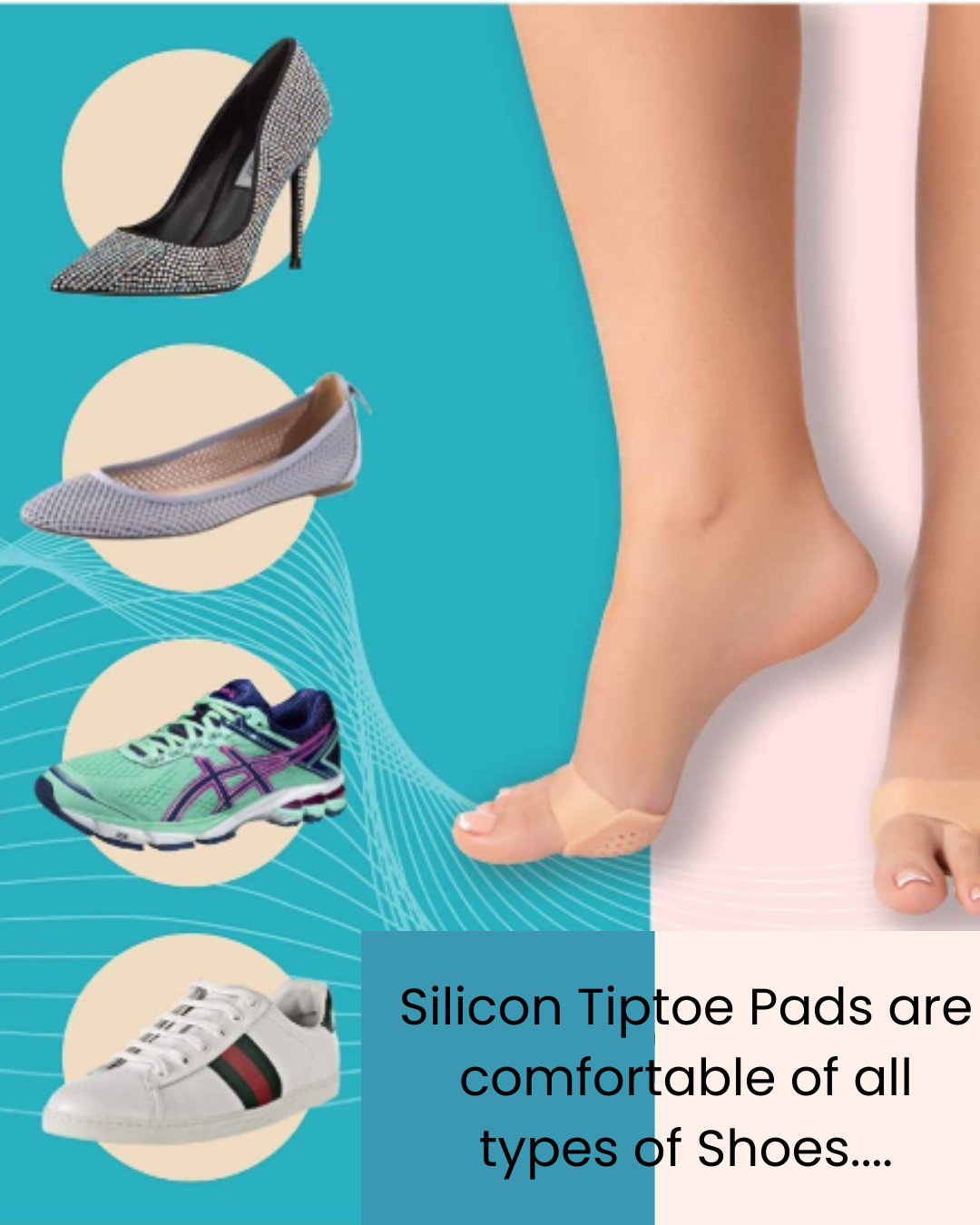 Silicone Tiptoe Pads for Men & Women | Soft Forefoot Cushion Pads for High Heels, Sneakers & Daily Wear | Reusable Anti-Slip Foot Support